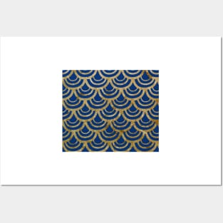 Golden navy fish scales Posters and Art